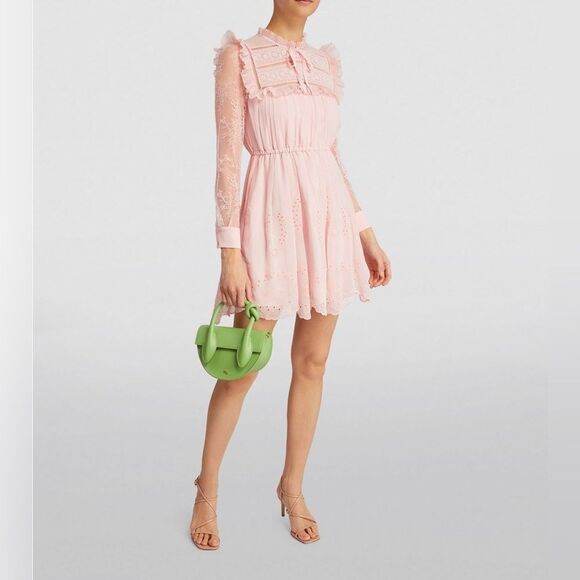 SELF-PORTRAIT Broderie Chiffon Mini Dress size 6 - Picture 4 of 13